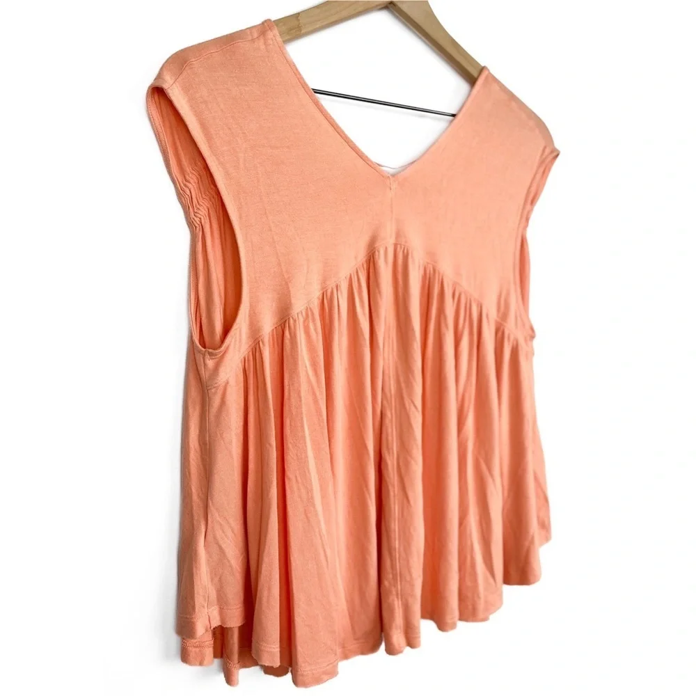 NWOT Free People Womens Flowy Top XS Peach Pastel Back In‎ Town Boho Peasant